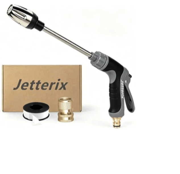 Jetterix pistol-grip nozzle, extension wand, spray heads and hose connector